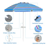 NNECW 2.2M Outdoor Umbrella Potable Sun Shade Shelter Garden Patio Parasol Canopy-Blue