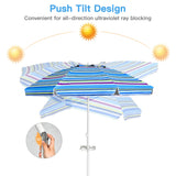 NNECW 2.2M Outdoor Umbrella Potable Sun Shade Shelter Garden Patio Parasol Canopy-Blue