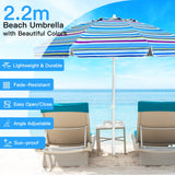 NNECW 2.2M Outdoor Umbrella Potable Sun Shade Shelter Garden Patio Parasol Canopy-Blue