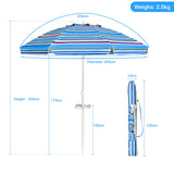 NNECW 2.2M Outdoor Umbrella Potable Sun Shade Shelter Garden Patio Parasol Canopy-Blue