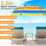 NNECW 2.2M Outdoor Umbrella Potable Sun Shade Shelter Garden Patio Parasol Canopy-Multicolor