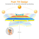 NNECW 2.2M Outdoor Umbrella Potable Sun Shade Shelter Garden Patio Parasol Canopy-Multicolor
