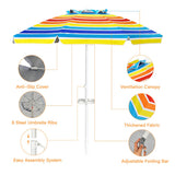 NNECW 2.2M Outdoor Umbrella Potable Sun Shade Shelter Garden Patio Parasol Canopy-Multicolor
