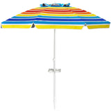 NNECW 2.2M Outdoor Umbrella Potable Sun Shade Shelter Garden Patio Parasol Canopy-Multicolor