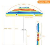 NNECW 2.2M Outdoor Umbrella Potable Sun Shade Shelter Garden Patio Parasol Canopy-Multicolor