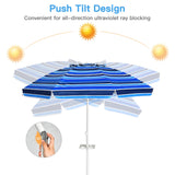NNECW 2.2M Outdoor Umbrella Potable Sun Shade Shelter Garden Patio Parasol Canopy-Navy