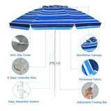 NNECW 2.2M Outdoor Umbrella Potable Sun Shade Shelter Garden Patio Parasol Canopy-Navy