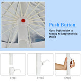 NNECW 2.45M Outdoor Umbrella Potable Sun Shade Shelter Garden Patio Parasol Canopy-Blue