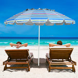 NNECW 2.45M Outdoor Umbrella Potable Sun Shade Shelter Garden Patio Parasol Canopy-Blue
