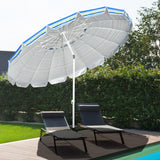 NNECW 2.45M Outdoor Umbrella Potable Sun Shade Shelter Garden Patio Parasol Canopy-Blue