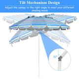 NNECW 2.45M Outdoor Umbrella Potable Sun Shade Shelter Garden Patio Parasol Canopy-Blue