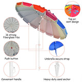 NNECW 2.45M Outdoor Umbrella Potable Sun Shade Shelter Garden Patio Parasol Canopy-Multicolor