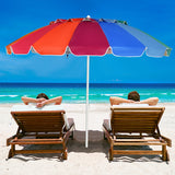 NNECW 2.45M Outdoor Umbrella Potable Sun Shade Shelter Garden Patio Parasol Canopy-Multicolor