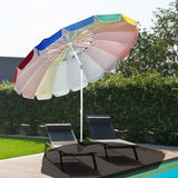 NNECW 2.45M Outdoor Umbrella Potable Sun Shade Shelter Garden Patio Parasol Canopy-Multicolor