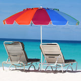 NNECW 2.45M Outdoor Umbrella Potable Sun Shade Shelter Garden Patio Parasol Canopy-Multicolor