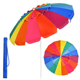 NNECW 2.45M Outdoor Umbrella Potable Sun Shade Shelter Garden Patio Parasol Canopy-Multicolor