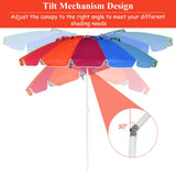 NNECW 2.45M Outdoor Umbrella Potable Sun Shade Shelter Garden Patio Parasol Canopy-Multicolor