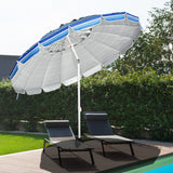 NNECW 2.45M Outdoor Umbrella Potable Sun Shade Shelter Garden Patio Parasol Canopy-Navy