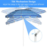 NNECW 2.45M Outdoor Umbrella Potable Sun Shade Shelter Garden Patio Parasol Canopy-Navy