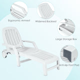 NNECW Outdoor Chaise Lounge Chair with Storage Box