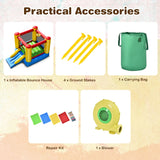 NNECW Kids Inflatable Bouncy House with Slide & Basketball Hoop with Blower