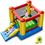 NNECW Kids Inflatable Bouncy House with Slide & Basketball Hoop with Blower