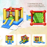 NNECW Kids Inflatable Bouncy House with Slide & Basketball Hoop with Blower
