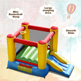 NNECW Kids Inflatable Bouncy House with Slide & Basketball Hoop with Blower