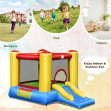 NNECW Kids Inflatable Bouncy House with Slide & Basketball Hoop with Blower