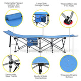 NNECW Folding Camping Cot with Side Storage Pocket &amp Detachable Headrest-Blue