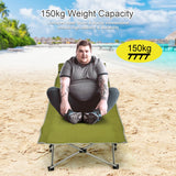 NNECW Folding Camping Cot with Side Storage Pocket &amp Detachable Headrest-Green