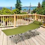 NNECW Folding Camping Cot with Side Storage Pocket &amp Detachable Headrest-Green