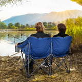 NNECW Folding Loveseat Camping Chair with 2 Mesh Storage Bags
