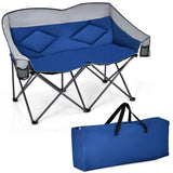 NNECW Folding Loveseat Camping Chair with 2 Mesh Storage Bags