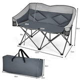 NNECW Outdoor Double Folding Camping Chair with Armrest and Carry Bag-Grey