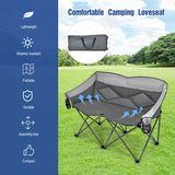 NNECW Outdoor Double Folding Camping Chair with Armrest and Carry Bag-Grey