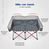 NNECW Outdoor Double Folding Camping Chair with Armrest and Carry Bag-Grey