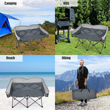 NNECW Outdoor Double Folding Camping Chair with Armrest and Carry Bag-Grey