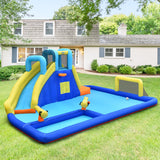 NNECW Inflatable Water Jumping House with Water Sprayers & Slide for Outdoor Play with Blower