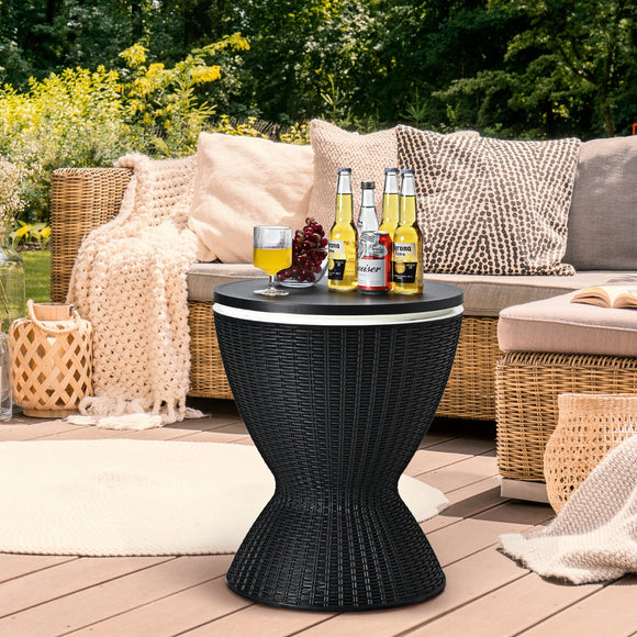 NNECW Outdoor Ice Cooler with Height Adjustable Tabletop for Party-Black