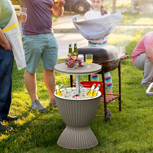 NNECW Outdoor Ice Cooler with Height Adjustable Tabletop for Party-Coffee