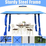 NNECW 393 cm x 393 cm Pop Up Canopy with Adjustable Heights for Outdoor Camping-Blue