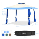NNECW 393 cm x 393 cm Pop Up Canopy with Adjustable Heights for Outdoor Camping-Blue