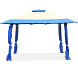 NNECW 393 cm x 393 cm Pop Up Canopy with Adjustable Heights for Outdoor Camping-Blue