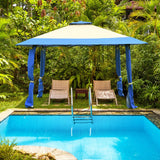 NNECW 393 cm x 393 cm Pop Up Canopy with Adjustable Heights for Outdoor Camping-Blue