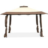 NNECW 393 cm x 393 cm Pop Up Canopy with Adjustable Heights for Outdoor Camping-Coffee