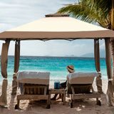 NNECW 393 cm x 393 cm Pop Up Canopy with Adjustable Heights for Outdoor Camping-Coffee