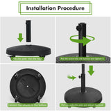 NNECW Round Resin Umbrella Base with Lockable Wheels for Yard