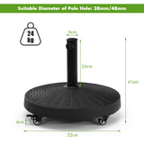 NNECW Round Resin Umbrella Base with Lockable Wheels for Yard