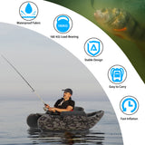 NNECW Inflatable Fishing Float Tube with Inflatable Seat for Fishing-Black
